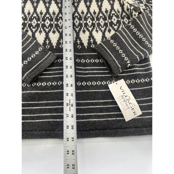 Vintage Villager Sport Sweater Womens Small Petite Gray Cream Cardigan Zip Wool - Picture 6 of 8